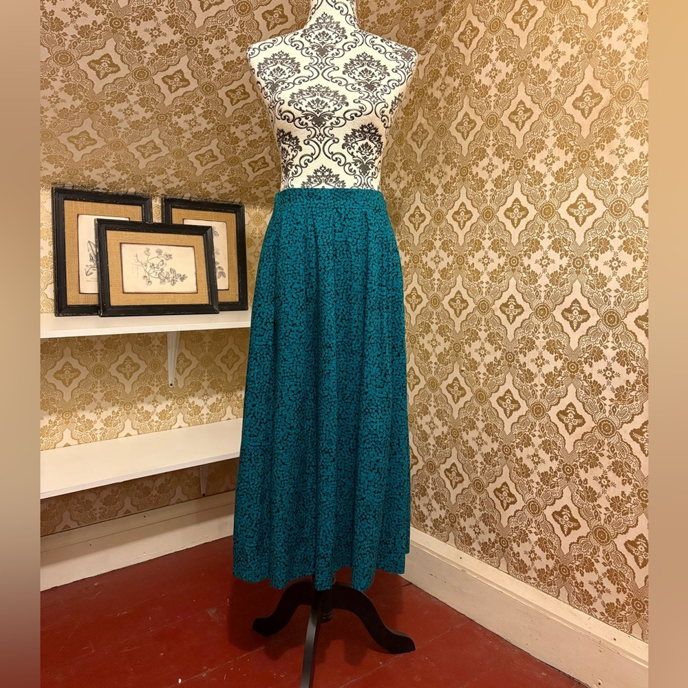 Vintage Pendleton pleated teal maxi skirt